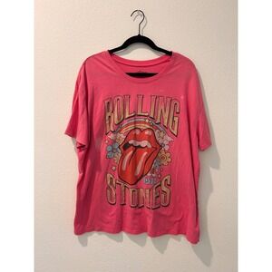 Rolling Stones 1971 UK Tour Pink Graphic T Shirt XXXL 22 Retro Rock Band Tee